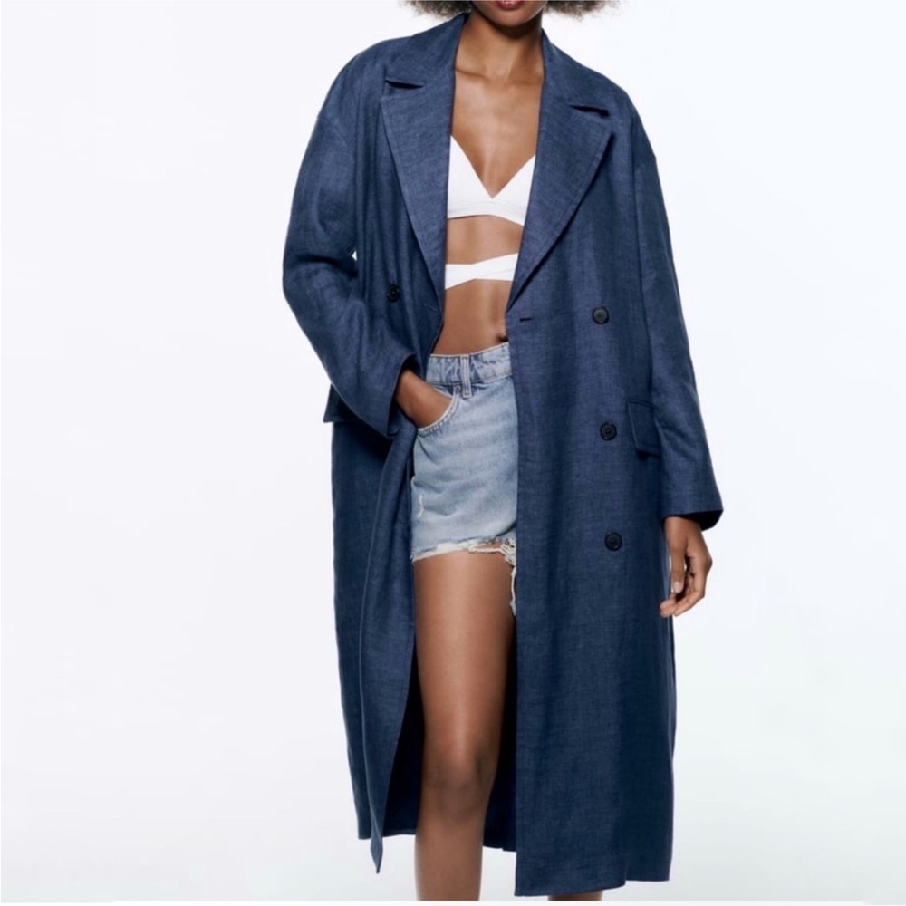 Zara button linen limited edition coat EUC